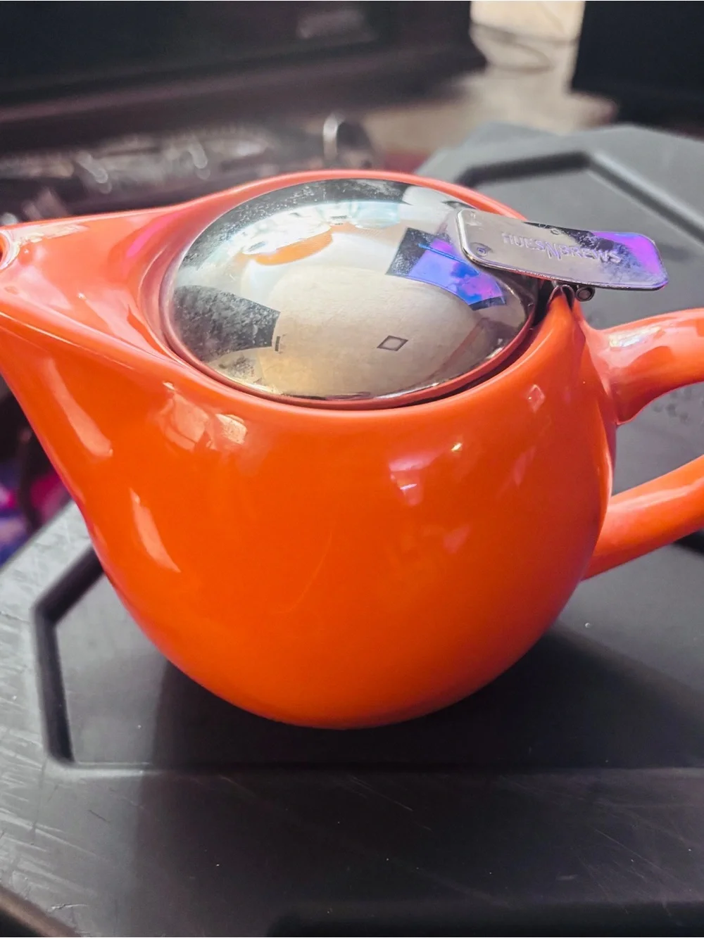 Orange Ceramic Teapot with Stainless Steel Infuser - Unbranded